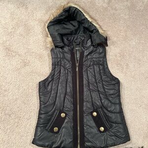 Style & Co. Black Vest with Faux Fur Trim